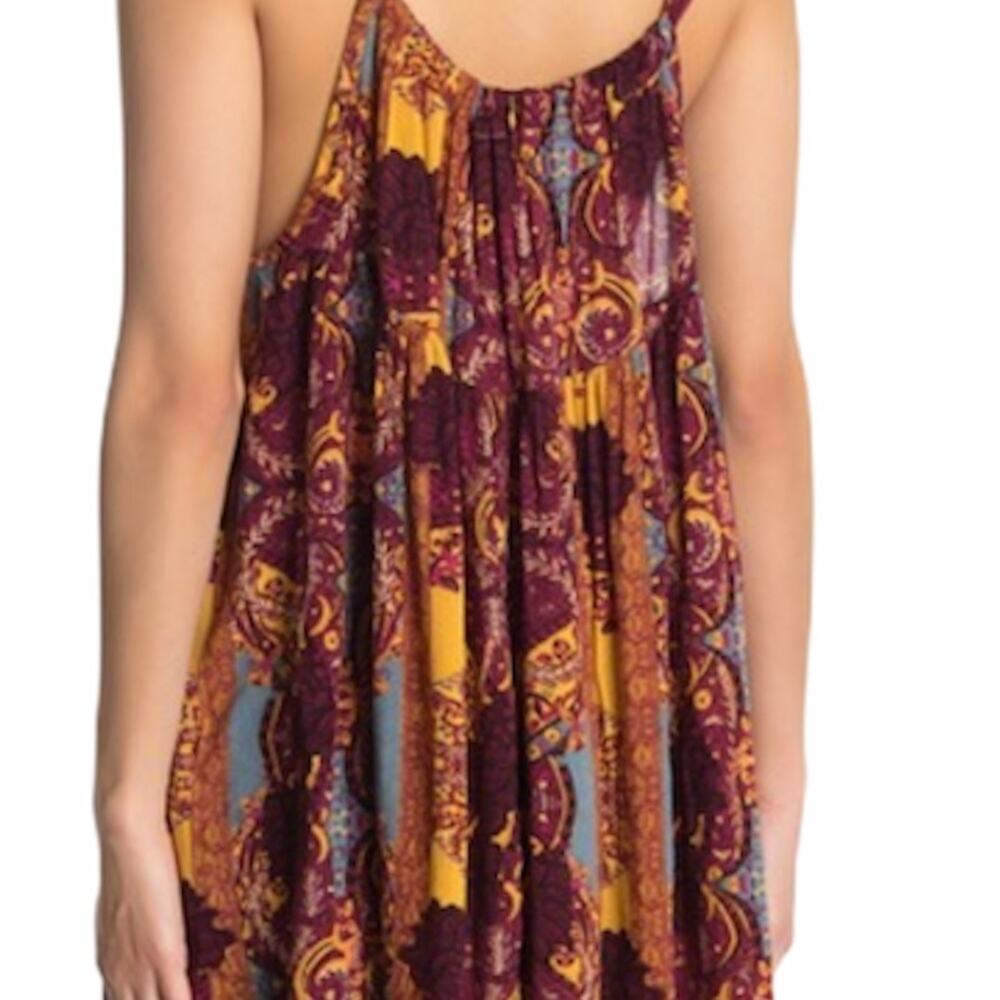 Free people boho mini dress count me in trapeze burgundy lace crochet NEW - Picture 6 of 9